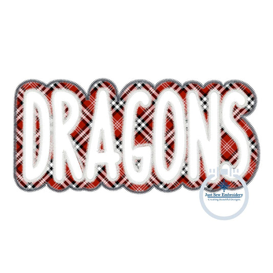 DRAGONS Two Layer Applique Embroidery Design Machine Embroidery Two Color ZigZag Edge 6x10 and 7x12 Hoop