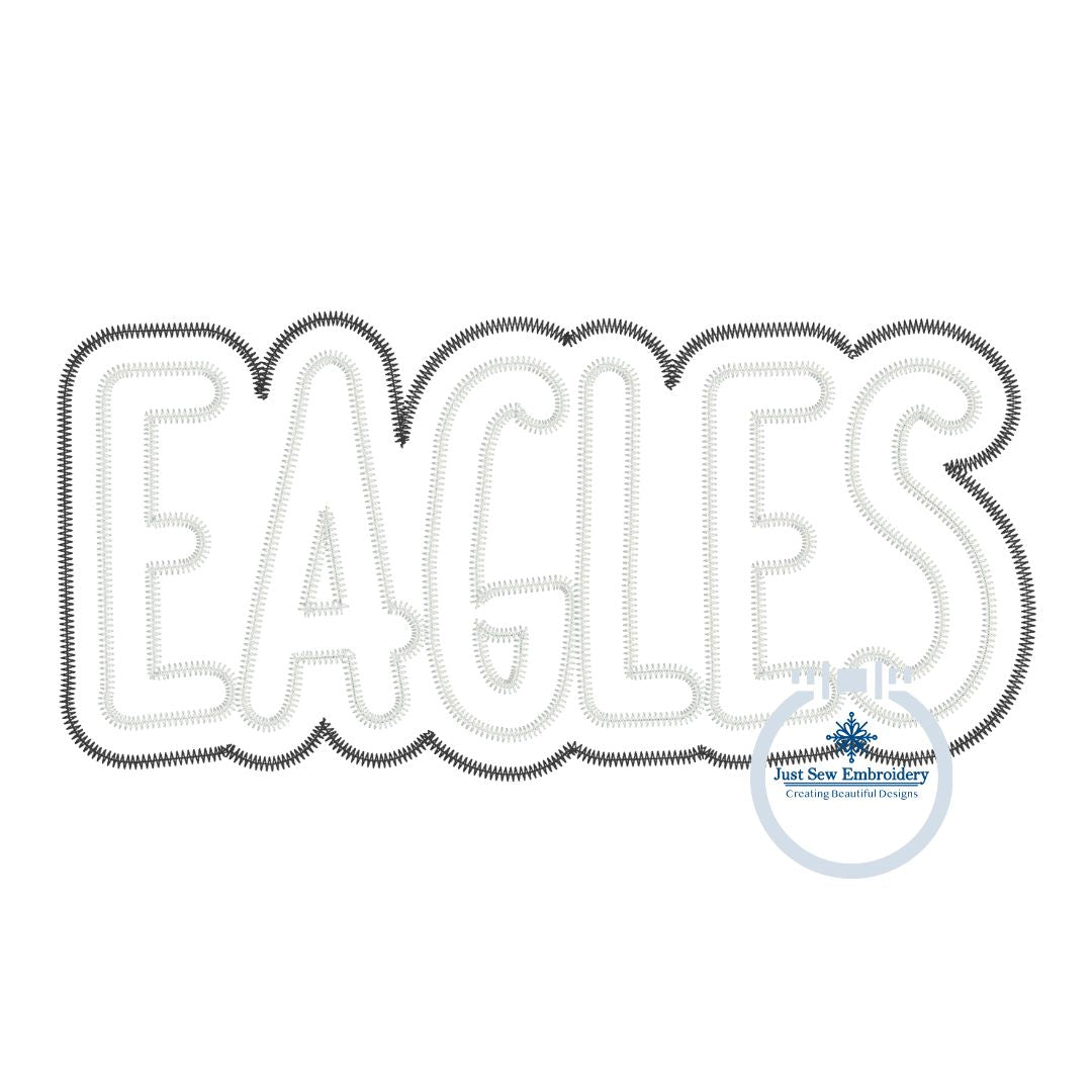 EAGLES Two Layer Applique Embroidery Machine Embroidery Two Color ZigZag and Satin Edge 8x12 Hoop