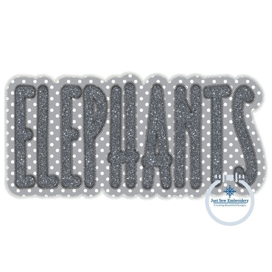 ELEPHANTS Applique Embroidery Two Layer Design Machine Embroidery Two Color ZigZag Edge Four Sizes 5x7, 8x8, 6x10, 8x12 Hoop