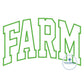 FARM Applique Embroidery Arched Design Academic Font Satin Edge Stitch in Four Sizes 5x7, 6x10, 8x8, and 8x12 Hoop
