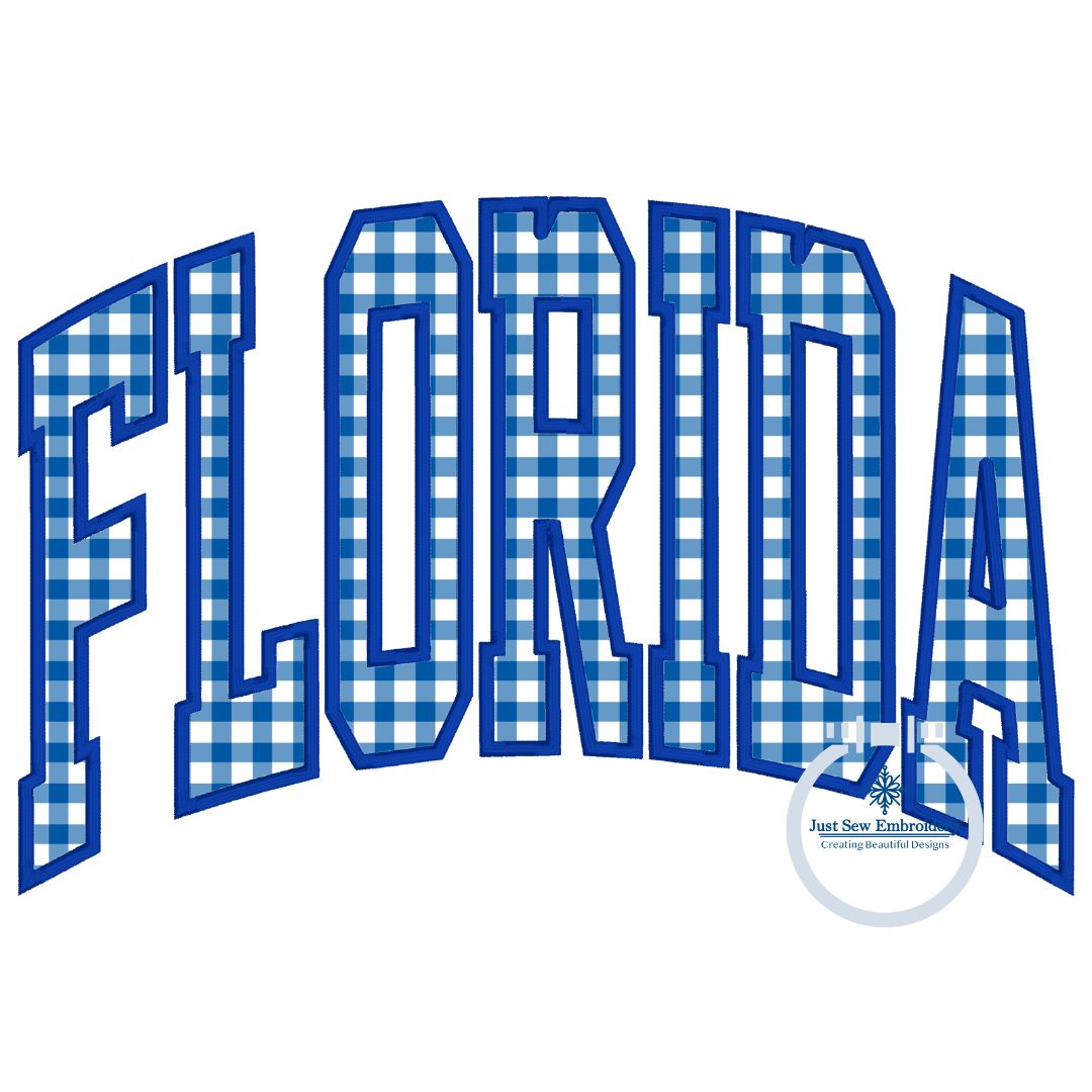 Florida Arched Satin Applique Embroidery Design Satin Stitch Four Sizes 8x8, 6x10, 7x12, and 8x12 hoop