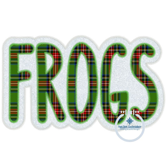 FROGS Two Layer Applique Embroidery Design Machine Embroidery Two Color ZigZag Edge Four Sizes 5x7, 8x8, 6x10, 7x12 Hoop