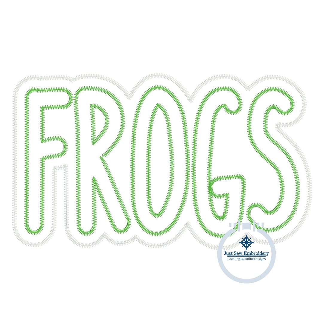 FROGS Two Layer Applique Embroidery Design Machine Embroidery Two Color ZigZag Edge Four Sizes 5x7, 8x8, 6x10, 7x12 Hoop