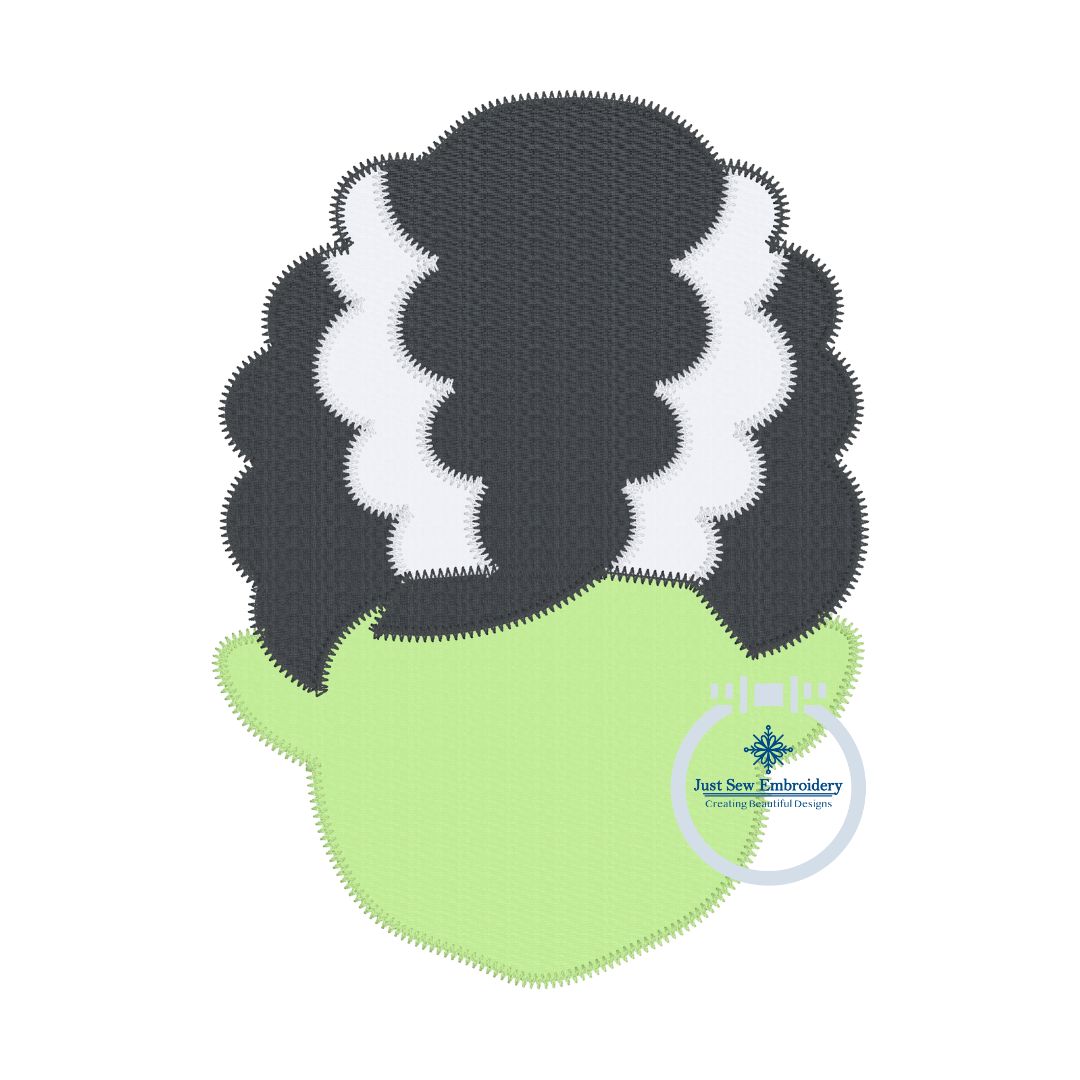 Frankenstein Bride Zigzag Applique Machine Embroidery Design 8x12 Hoop Fall Frankenstein's Monster Silhouette