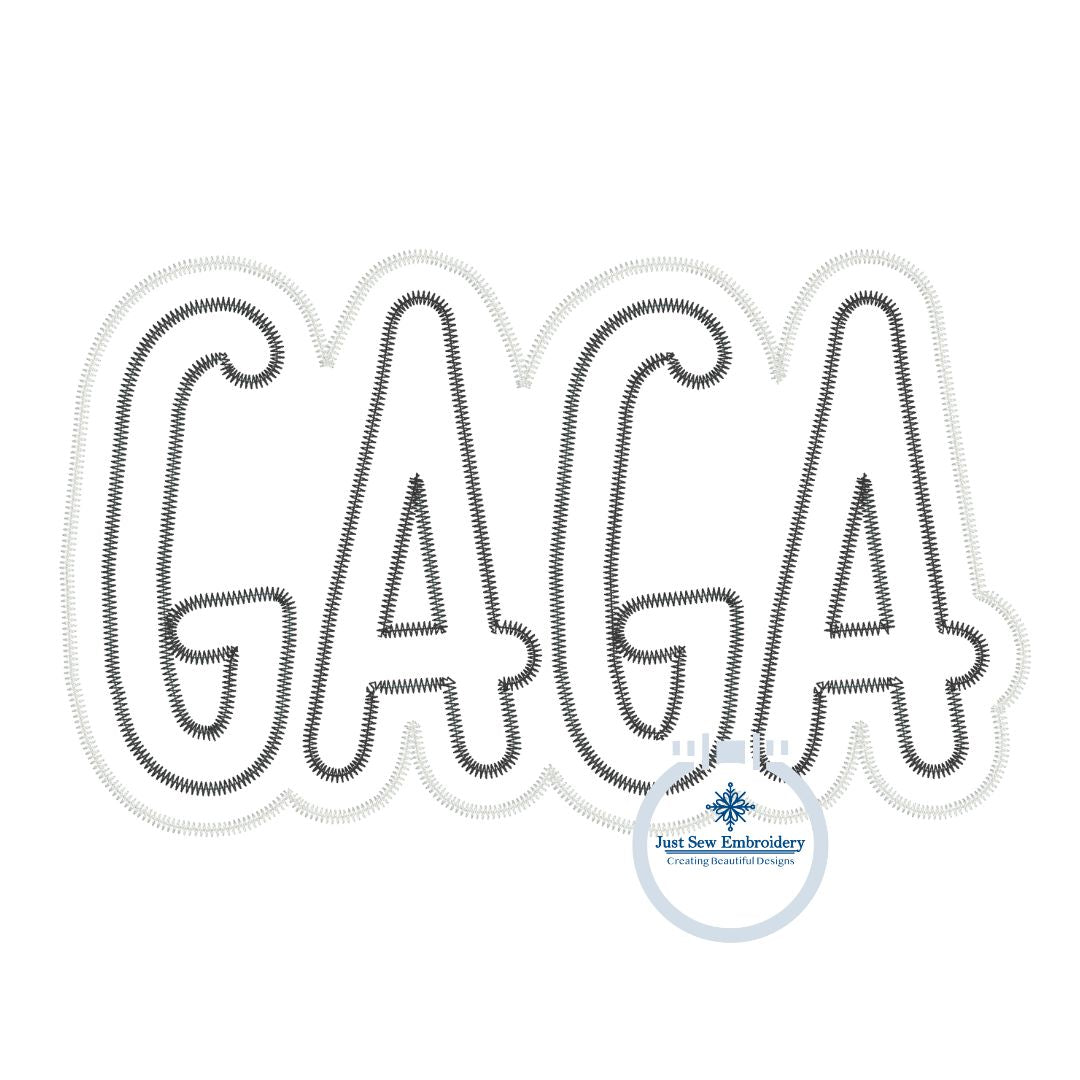 GAGA Applique Embroidery Design Two Layer Zigzag Stitch Four Sizes 5x7, 6x10, 8x8, 8x12 Hoop