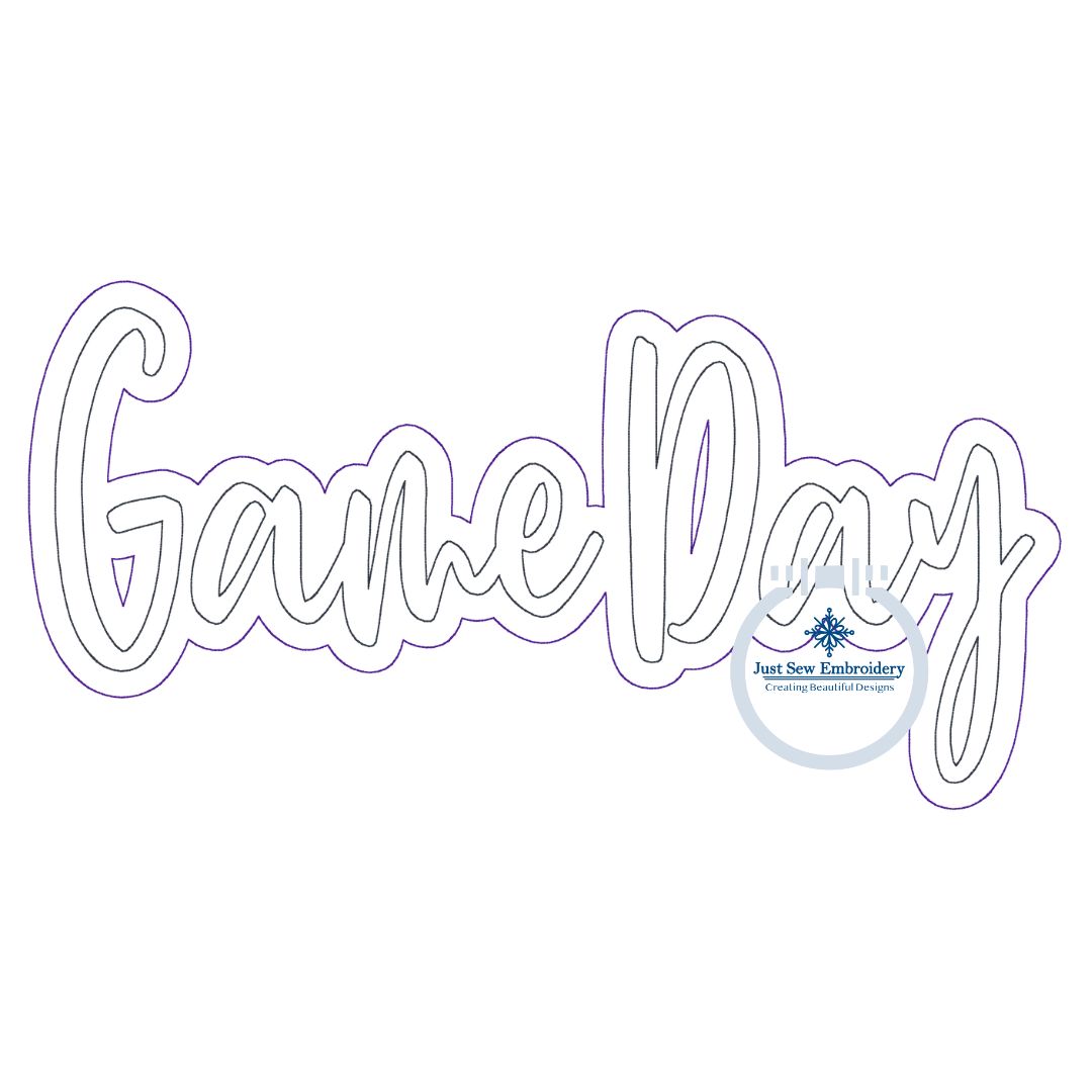 Game Day Applique Embroidery Double Raggy Design Two Color Bean Stitch Edge Four Sizes 5x7, 8x8, 6x10, 7x12 Hoop