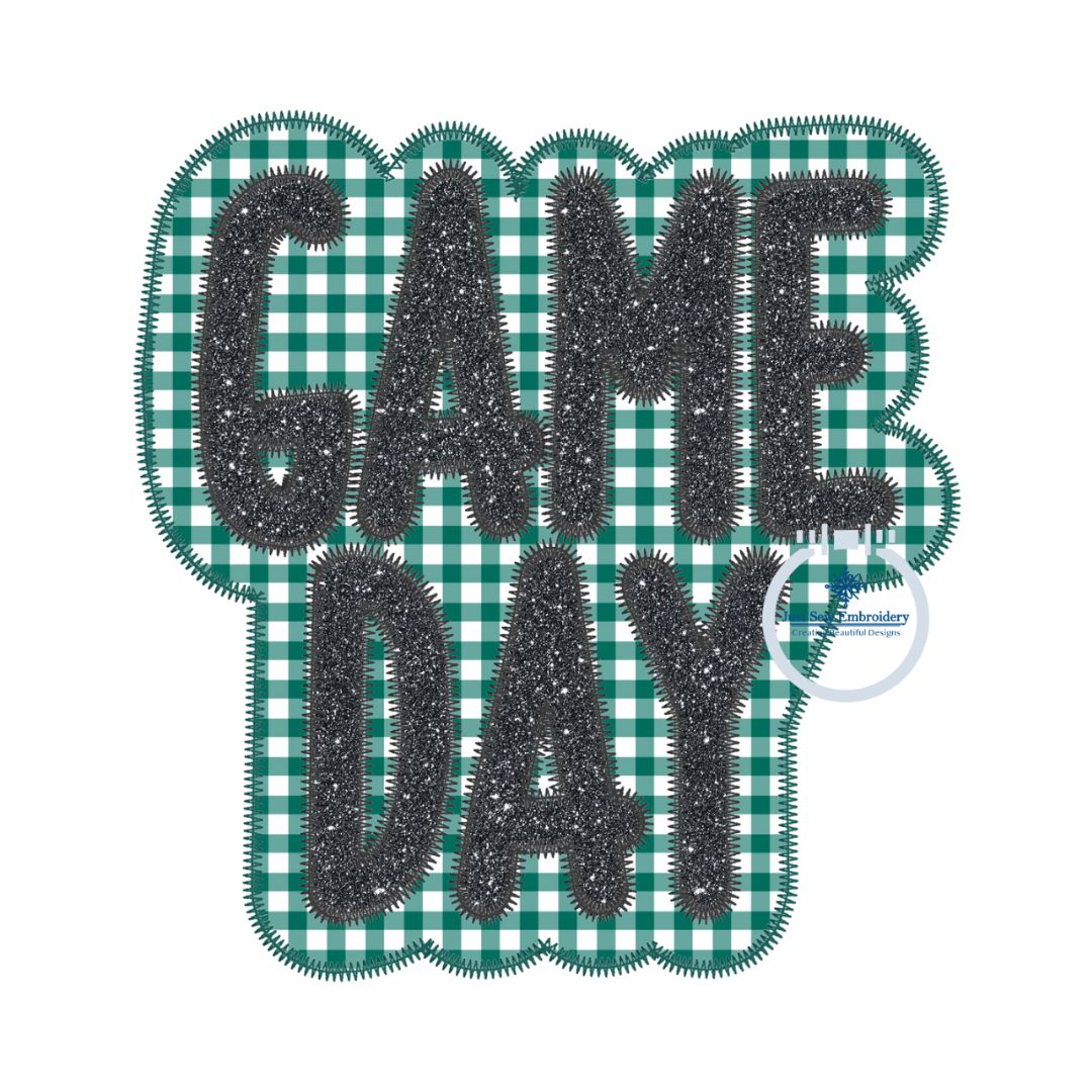 GAME DAY Two Layer Applique Embroidery Design Machine Embroidery Two Color ZigZag Edge Four Sizes 5x7, 6x10, 7x12, and 8x8 Hoop