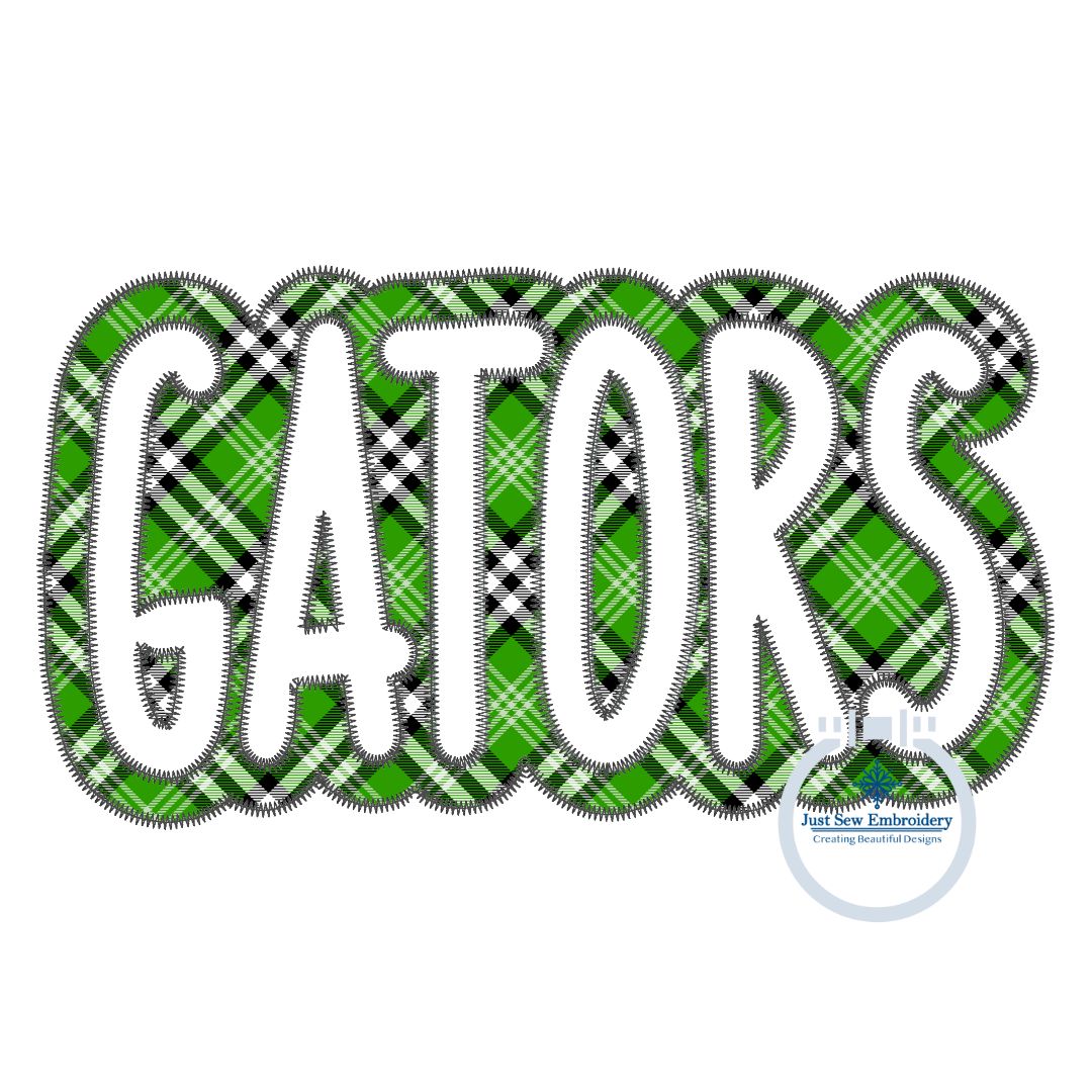 Applique Embroidery GATORS Two Layer Design Machine Embroidery Two Color ZigZag Edge Four Sizes 5x7, 8x8, 6x10, 8x12 Hoop