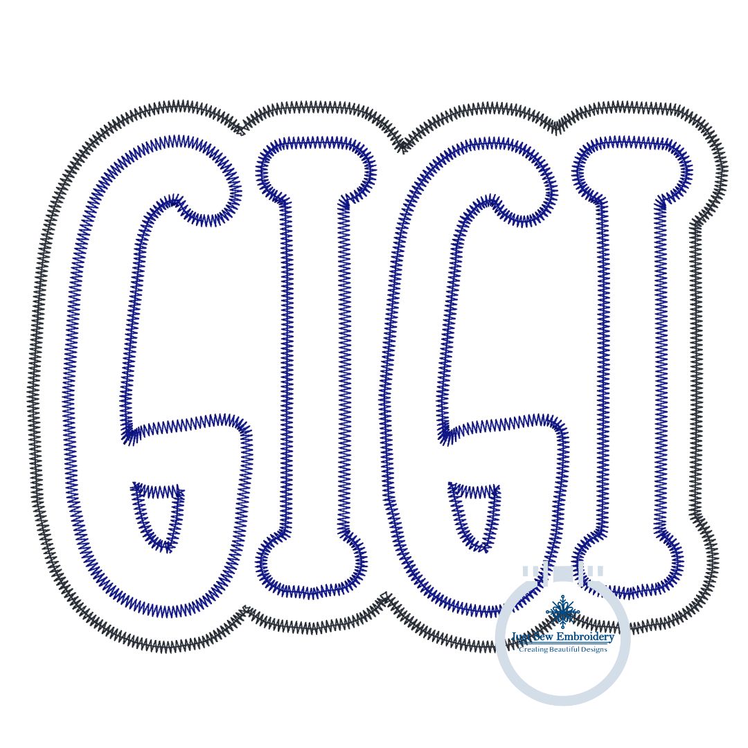 Gigi Applique Embroidery Design Two Layer Zigzag Edge Grandma Grandmother Mother's Day Gift 3 Sizes 5x7, 6x10, 8x12 Hoop