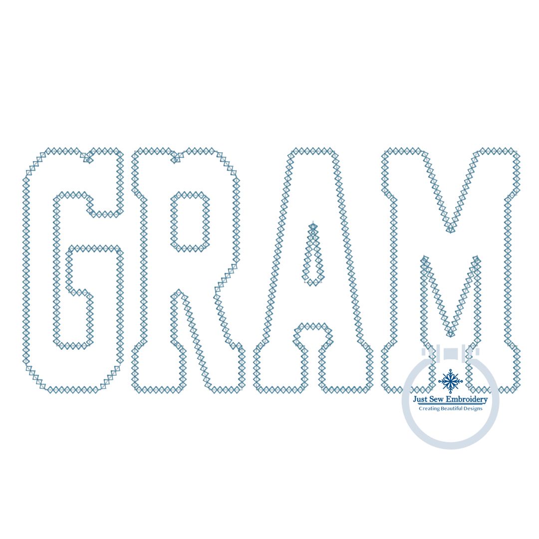 GRAM Diamond Edge Applique Embroidery Design Four Sizes 5x7, 8x8, 6x10, 7x12 Hoop