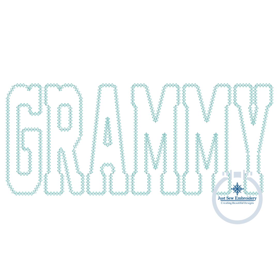 Grammy Diamond Edge Applique Embroidery Design Four Sizes 5x7, 8x8, 6x10, 8x12 Hoop