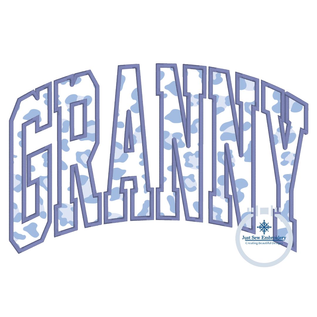 Granny Applique Embroidery Arched Satin Stitch Design Three Sizes 6x10, 7x12, 8x12 Hoop