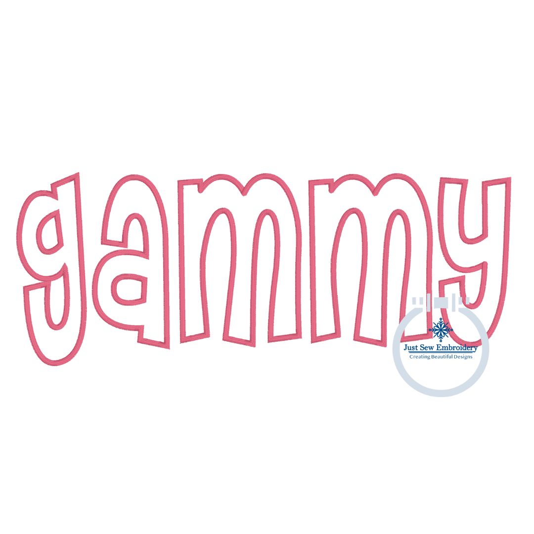 Gammy Applique Embroidery Design 3 Finishing Stitches Grandma Mother's Day Gift 8x12 Hoop