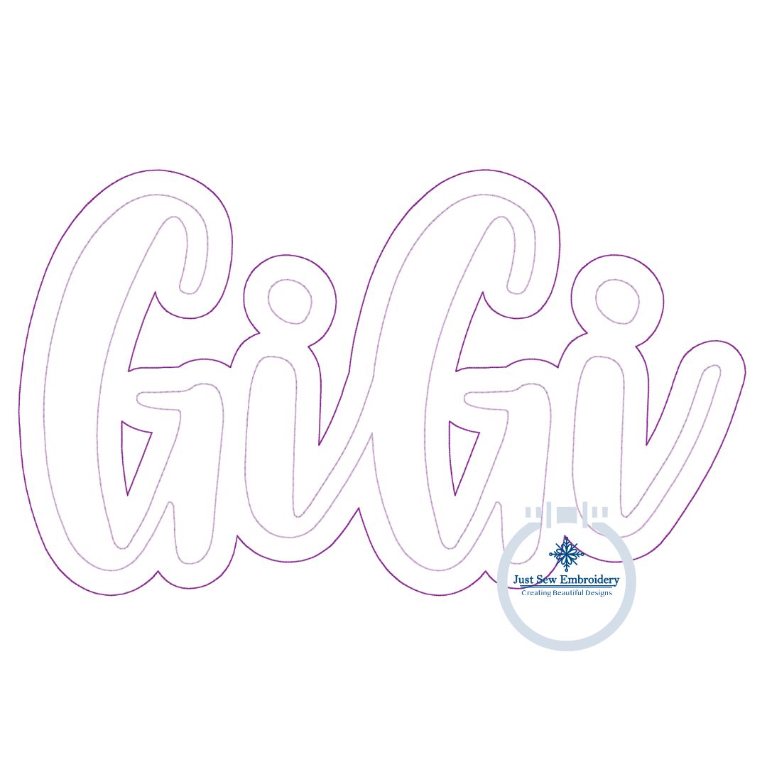 GIGI Double Raggy Applique Embroidery Design Bean Stitch Grandma Grandmother Mother's Day Gift Four Sizes 5x7, 6x10, 8x8, 7x12 Hoop