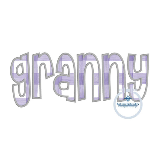 Granny Applique Embroidery Design Satin Edge Stitch Grandma Mother's Day Gift Two Sizes 6x10, 8x12 Hoop