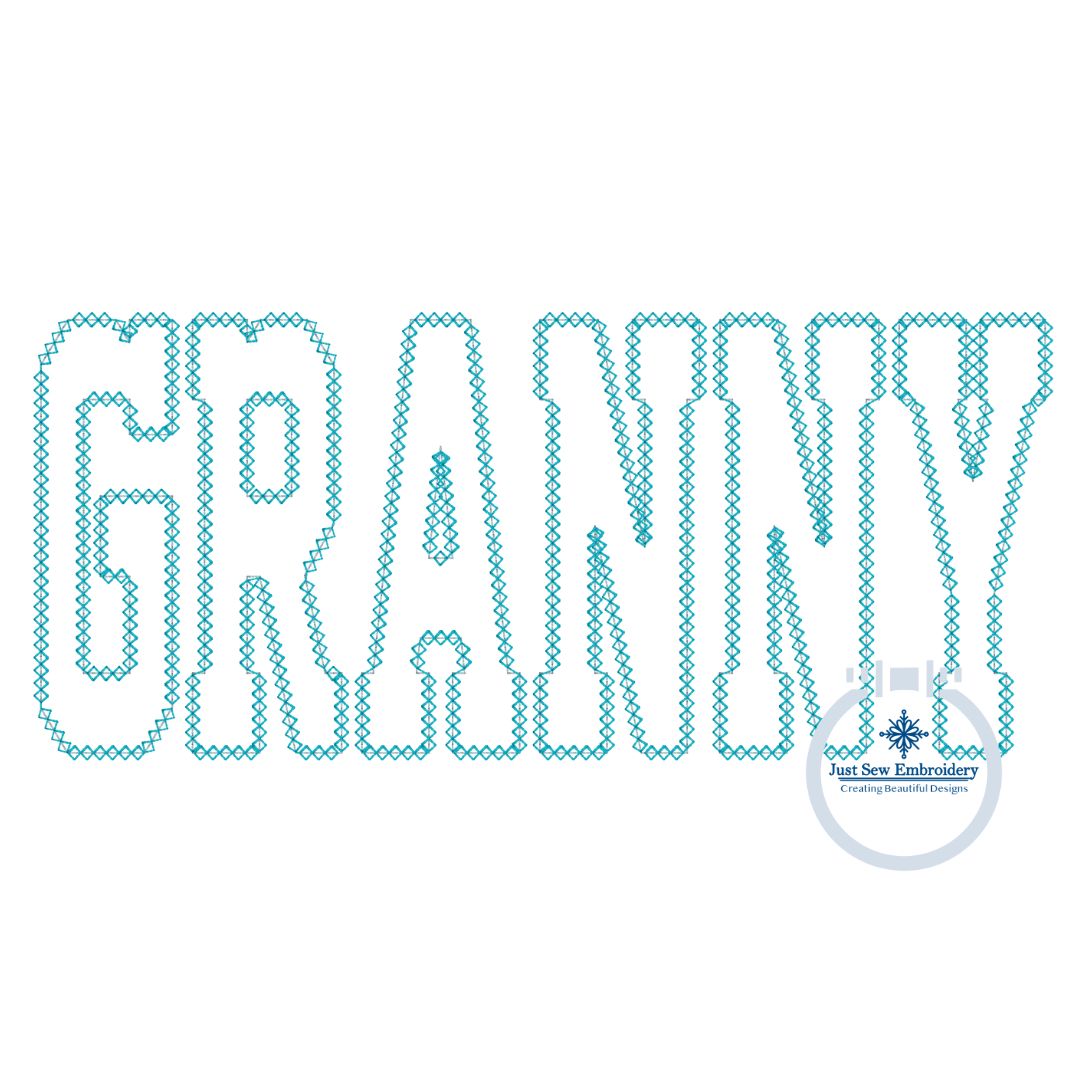 Granny Applique Embroidery Design Diamond Stitch Four Sizes 5x7, 6x10, 8x8, 8x12 Hoop