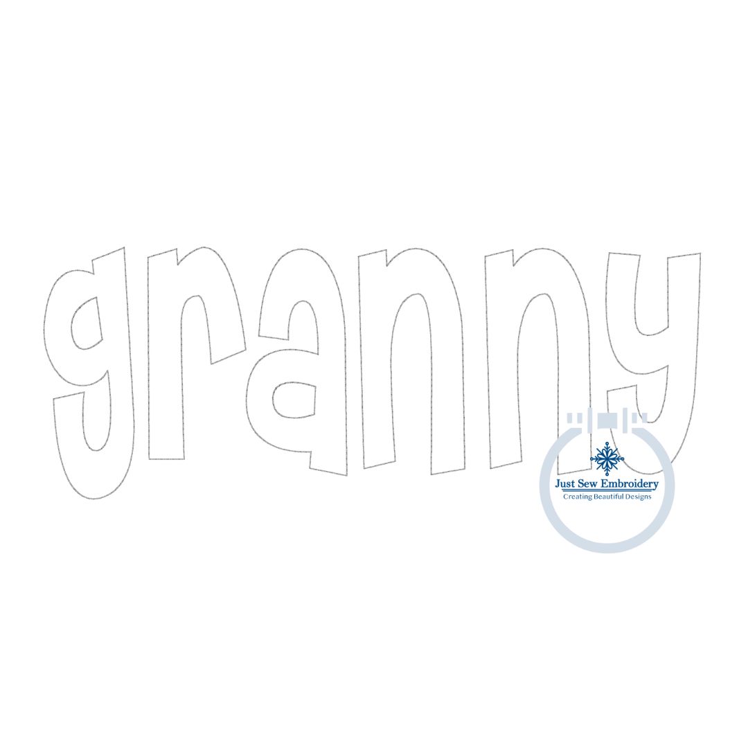 Granny Applique Embroidery Design Three Edge Stitches Zigzag, Raggy, Satin Stitch Grandma Mother's Day Gift Two Sizes 6x10, 8x12 Hoop