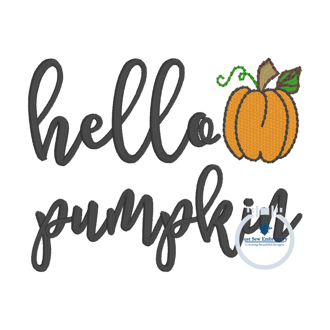 Hello Pumpkin Embroidery Machine Design 4x4 Hoop Fall