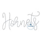 HORNETS Script Chenille Yarn Applique Design Machine Embroidery Four Sizes 5x7, 8x8, 6x10, and 7x12 Hoop