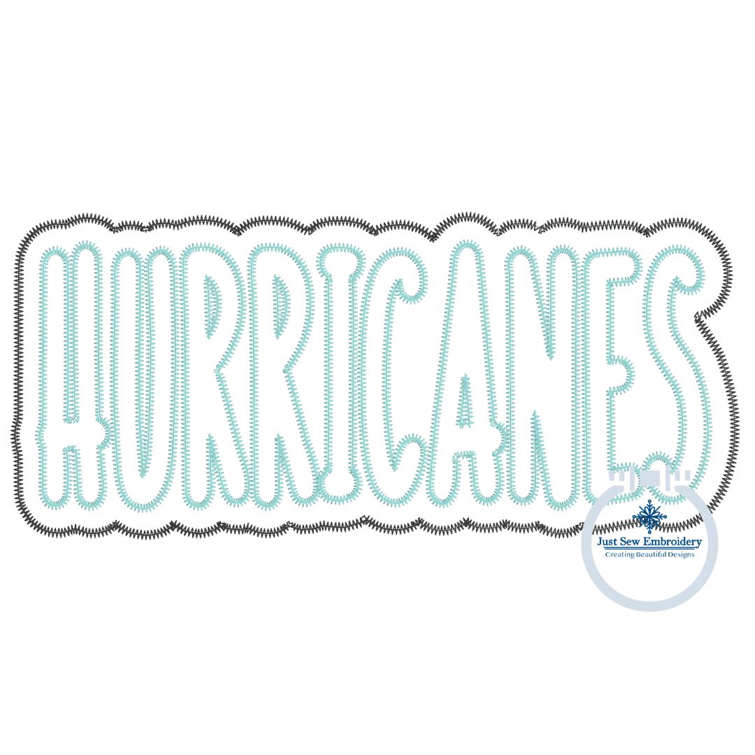 HURRICANES Two Layer Applique Embroidery Design Machine Embroidery Two Color ZigZag Edge Two Sizes 6x10 and 8x12 Hoop