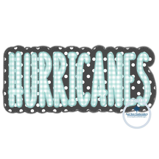 HURRICANES Two Layer Applique Embroidery Design Machine Embroidery Two Color ZigZag Edge Two Sizes 6x10 and 8x12 Hoop