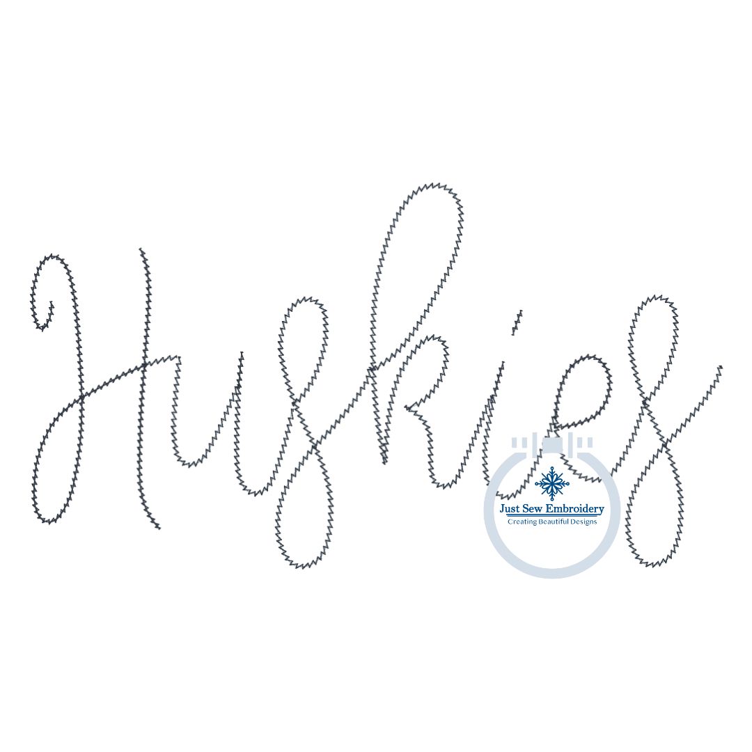 HUSKIES Chenille Yarn Applique Embroidery Design Four Sizes 5x7, 8x8, 6x10, and 7x12 Hoop