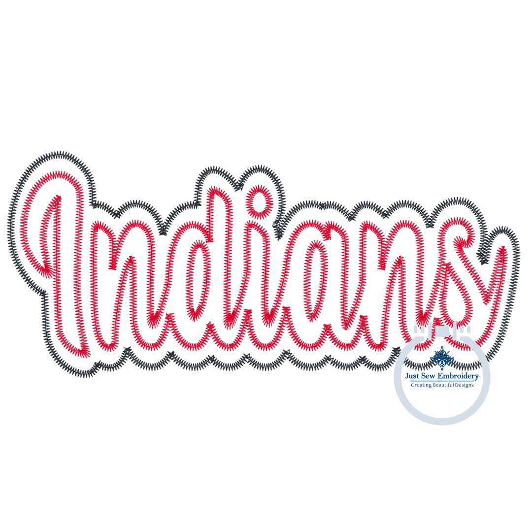 Indians Applique Embroidery Two Layer Zigzag Script Design Machine Embroidery Three Sizes 6x10, 8x8,  8x12 Hoop