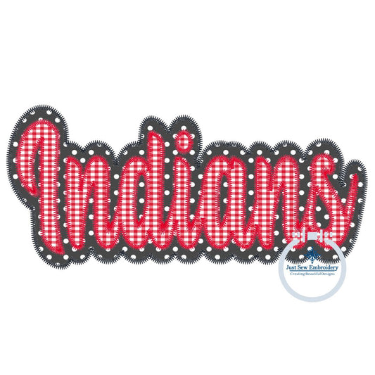 Indians Applique Embroidery Two Layer Zigzag Script Design Machine Embroidery Three Sizes 6x10, 8x8,  8x12 Hoop