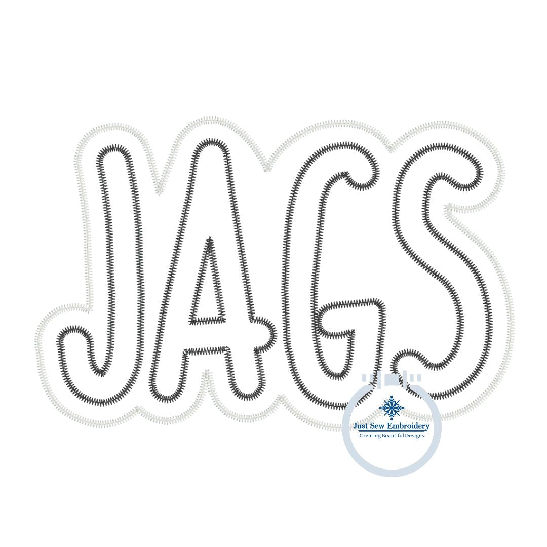 JAGS Applique Embroidery Two Layer Design Machine Embroidery Two Color ZigZag Edge Four Sizes 5x7, 8x8, 6x10, and 8x12 Hoop