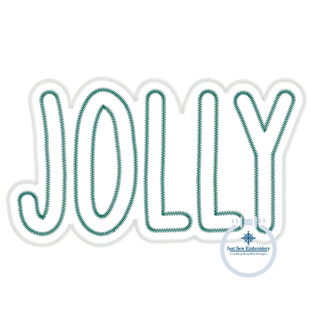 Jolly Two Layer Christmas Applique Embroidery Design with Zigzag Edge Stitch Four Sizes 5x7, 8x8, 6x10, 8x12 Hoop