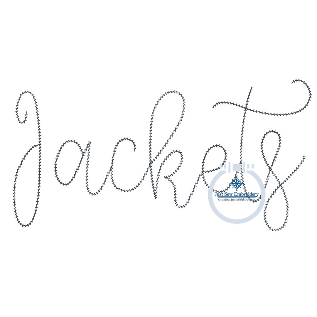 JACKETS Script Chenille Yarn Applique Design Machine Embroidery Four Sizes 5x7, 8x8, 6x10, 7x12 Hoop