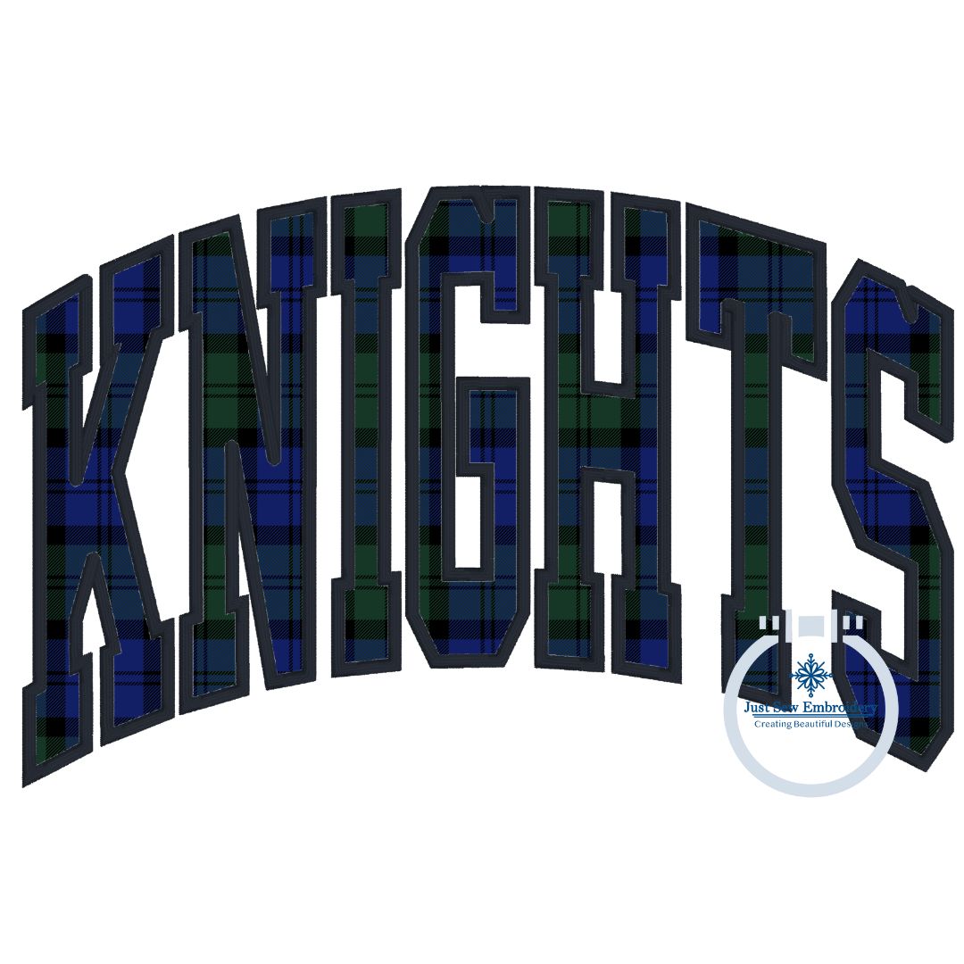 KNIGHTS Arched Applique Embroidery Design Satin Stitch Four Sizes 8x8, 6x10, 7x12, 8x12 Hoops