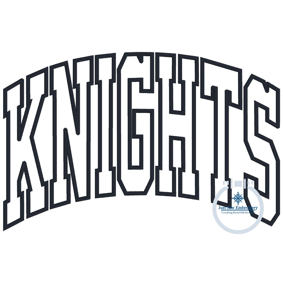 KNIGHTS Arched Applique Embroidery Design Satin Stitch Four Sizes 8x8, 6x10, 7x12, 8x12 Hoops