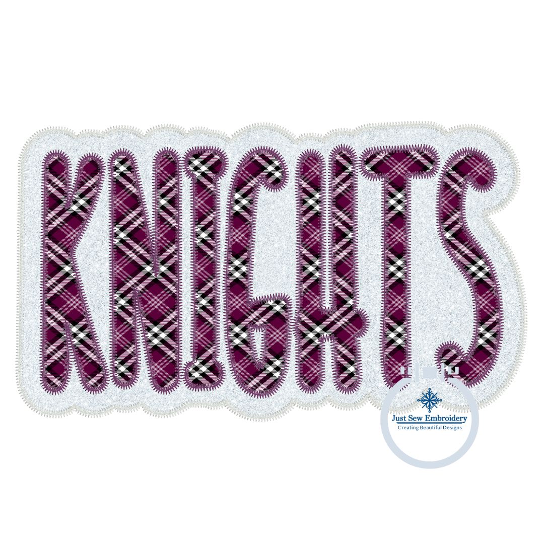 KNIGHTS Applique Embroidery Two Layer Zigzag Stitch Design Machine Embroidery Four Sizes 5x7, 8x8, 6x10, and 8x12 Hoop