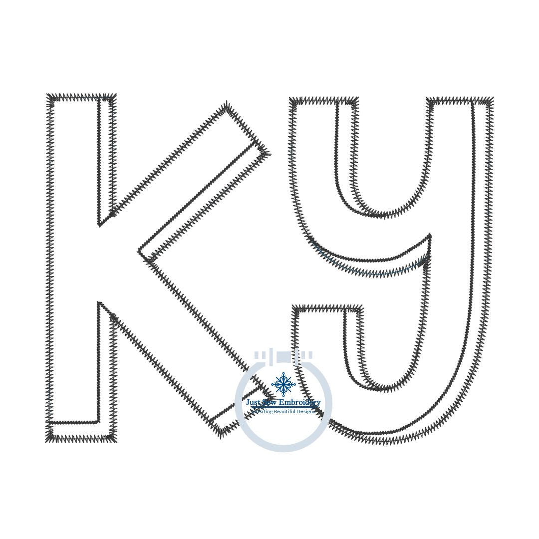 KY Applique Embroidery Kentucky 3D Effect Zigzag Stitch Two Sizes to fit 8x12 Hoop and 8x8 or 6x10 Hoop