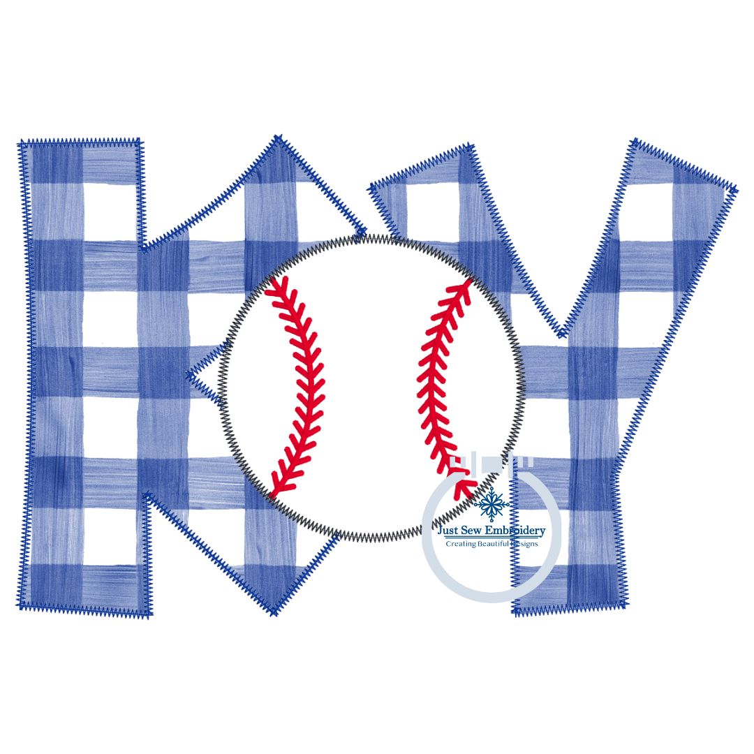 KY Baseball Zigzag Applique Embroidery Design Five Sizes 5x7, 8x8, 6x10, 7x12, and 8x12 Hoop