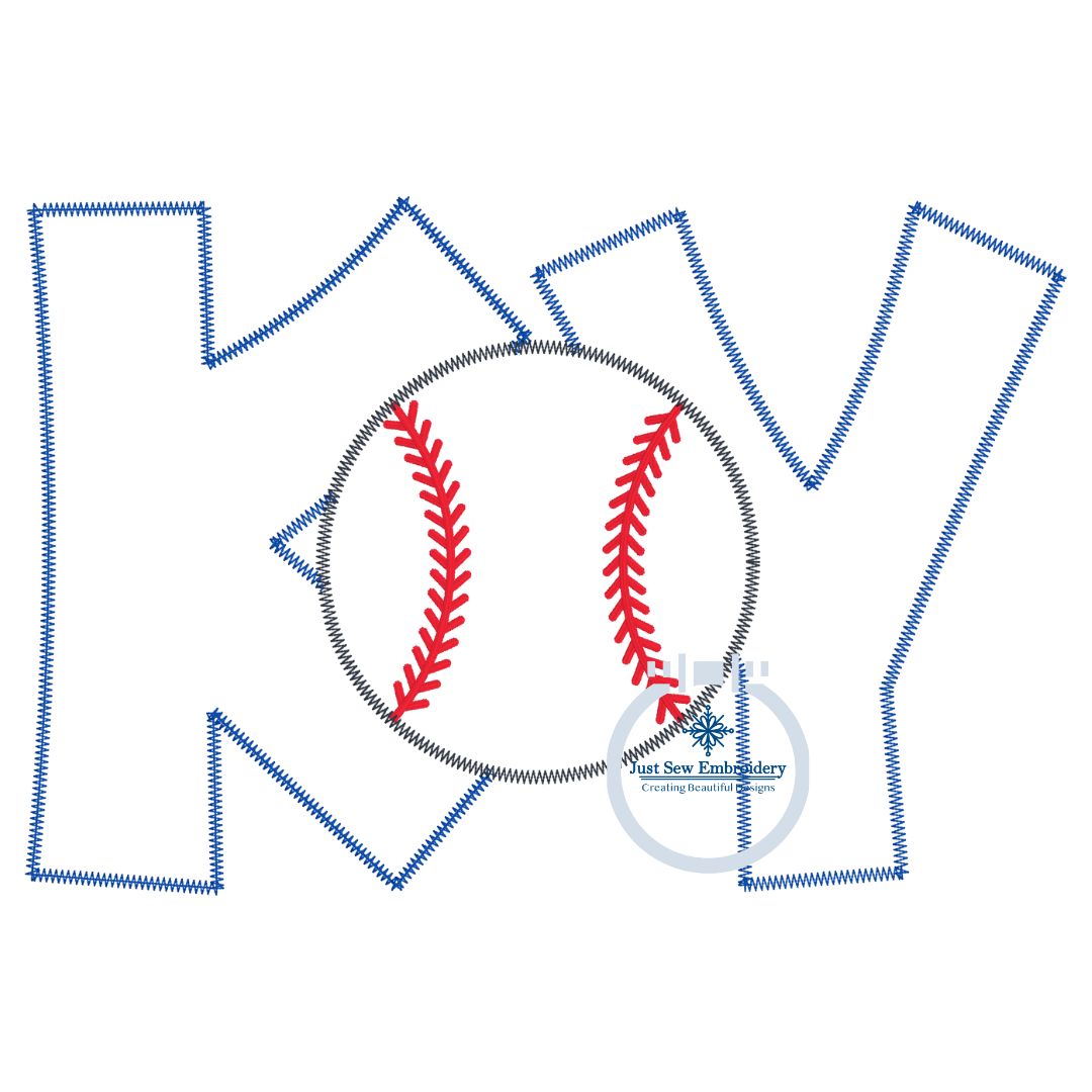 KY Baseball Zigzag Applique Embroidery Design Five Sizes 5x7, 8x8, 6x10, 7x12, and 8x12 Hoop