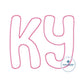KY Kentucky UK Applique Embroidery Zigzag Stitch Four Sizes 4x4, 5x7, 6x10 (also fits 8x8 hoop), and 8x12 Hoop