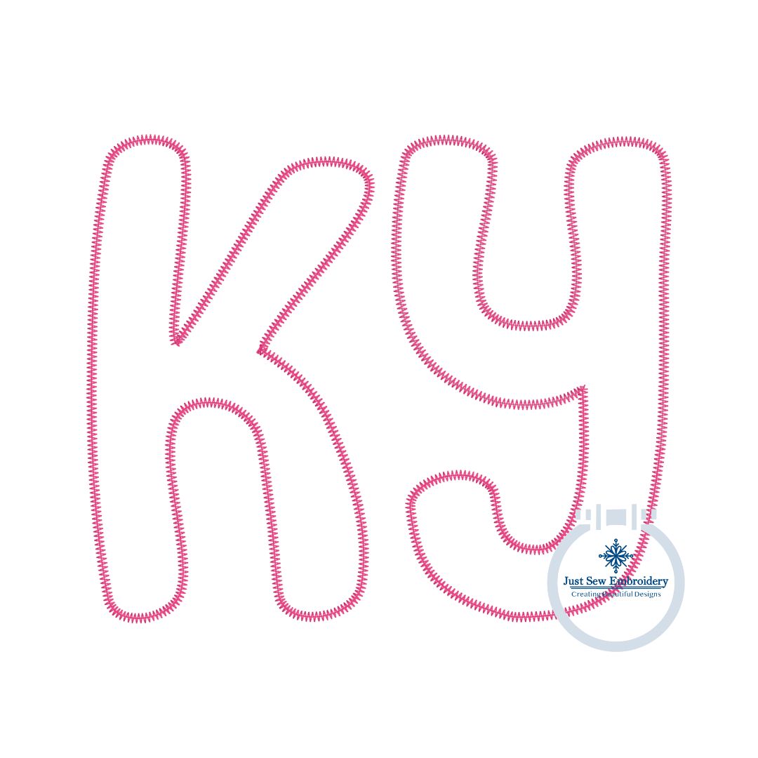 KY Kentucky UK Applique Embroidery Zigzag Stitch Four Sizes 4x4, 5x7, 6x10 (also fits 8x8 hoop), and 8x12 Hoop