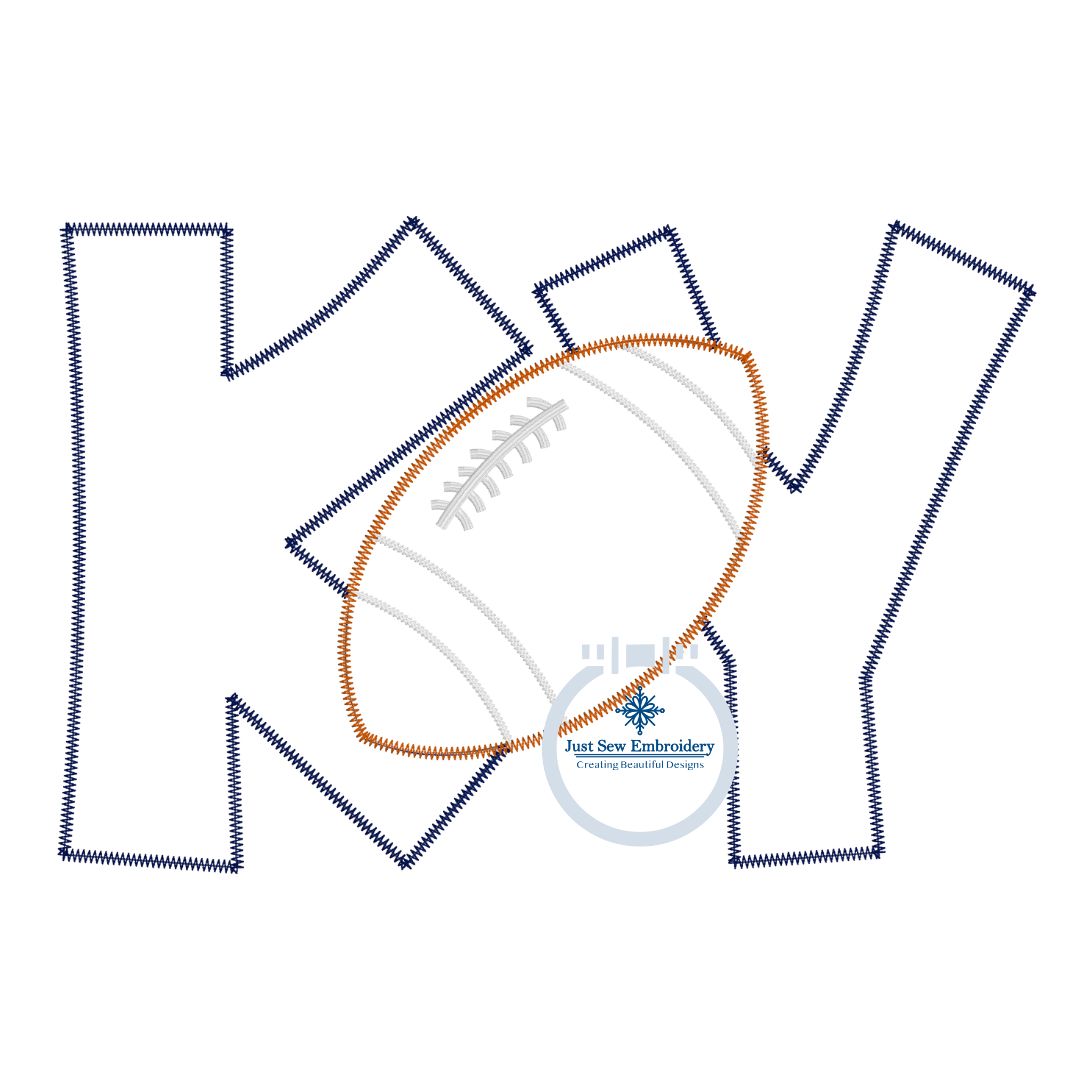 KY with Football Applique Embroidery Zigzag Edge Stitch Quick Stitch Kentucky Four Sizes 5x7, 6x10, 8x8, 8x12 Hoop