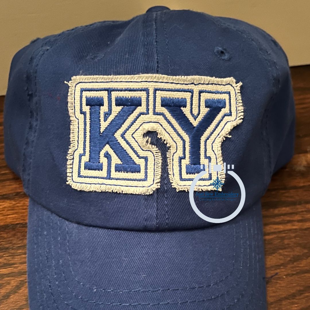 KY Varsity Font Raggy Patch Satin Stitch One Size for Hat