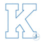 K Varsity Applique Zigzag Stitch Embroidery Design Kentucky KY Five Sizes 4in, 5in, 6in, 7in, 8in Hoop