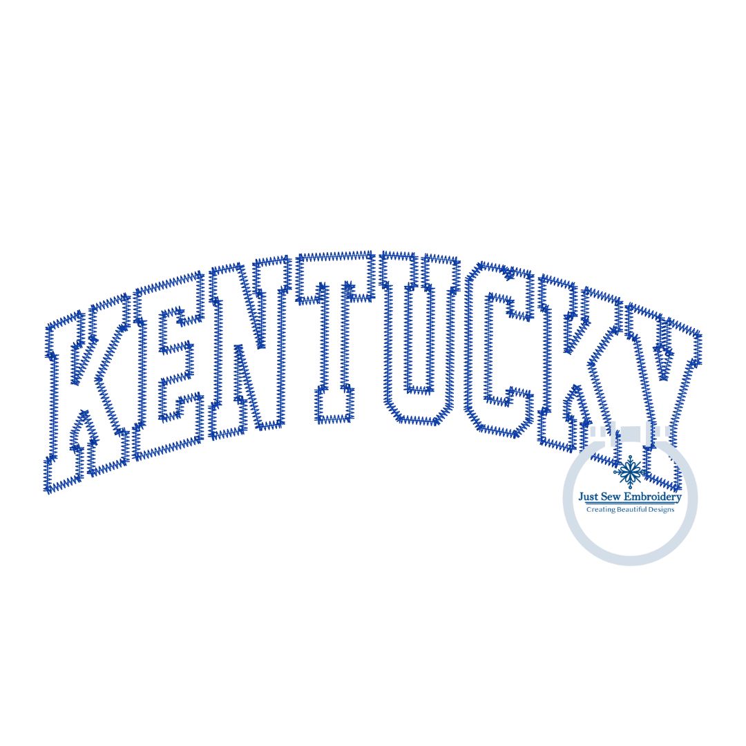 KENTUCKY Arched Varsity Applique Embroidery Zigzag Stitch 8x12 Hoop