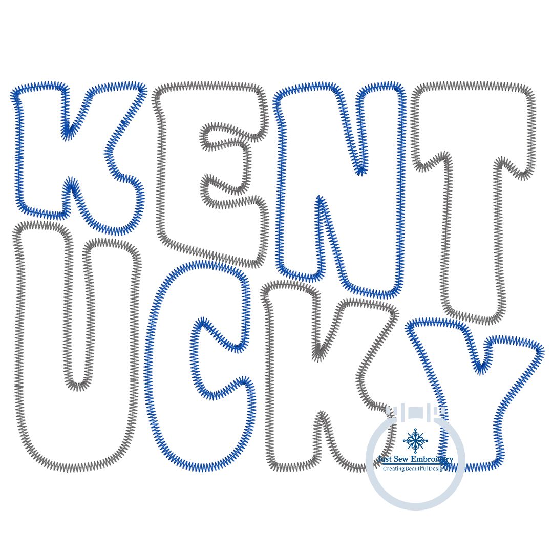 KENTUCKY Slant Zigzag Applique Embroidery Retro Font Five Sizes 5x7, 8x8, 6x10, 7x12, and 8x12 Hoop