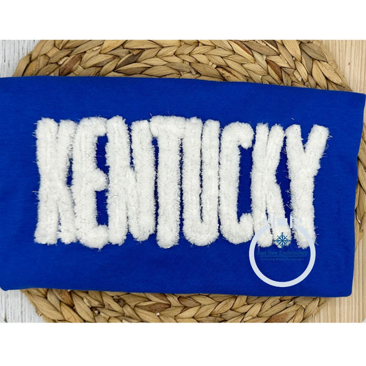 KENTUCKY Skinny Chenille Yarn Applique Embroidery Kentucky Two Sizes 10 and 12 Inches Wide