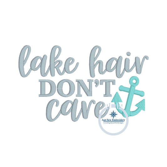 Lake Hair Dont Care Embroidery Design Satin Stitch One Size Hat Hoop or 4x4 Hoop Left Chest
