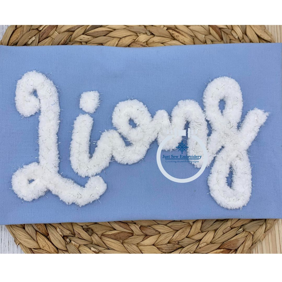 LIONS Script Chenille Yarn Applique Design Machine Embroidery Four Sizes 5x7, 8x8, 6x10, 7x12 Hoop