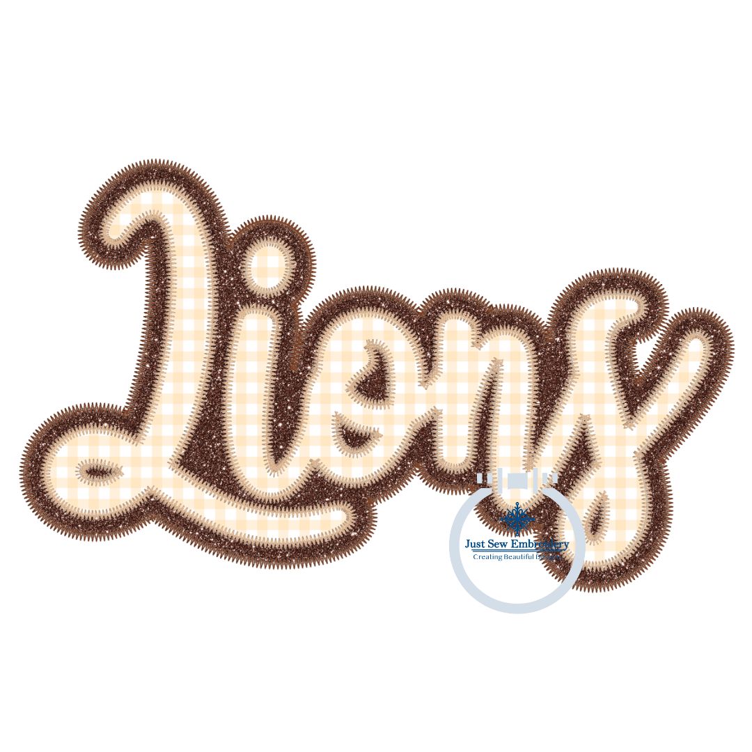 LIONS Script Applique Two Layer Embroidery Design Machine Embroidery Five Sizes Zigzag Stitch 5x7, 8x8, 6x10, 7x12, and 8x12 Hoop