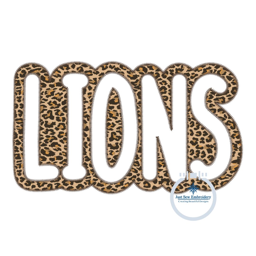 LIONS Applique Embroidery Two Layer Design Machine Embroidery Two Color ZigZag Edge Four Sizes 5x7, 6x10, 8x8, 8x12 Hoop