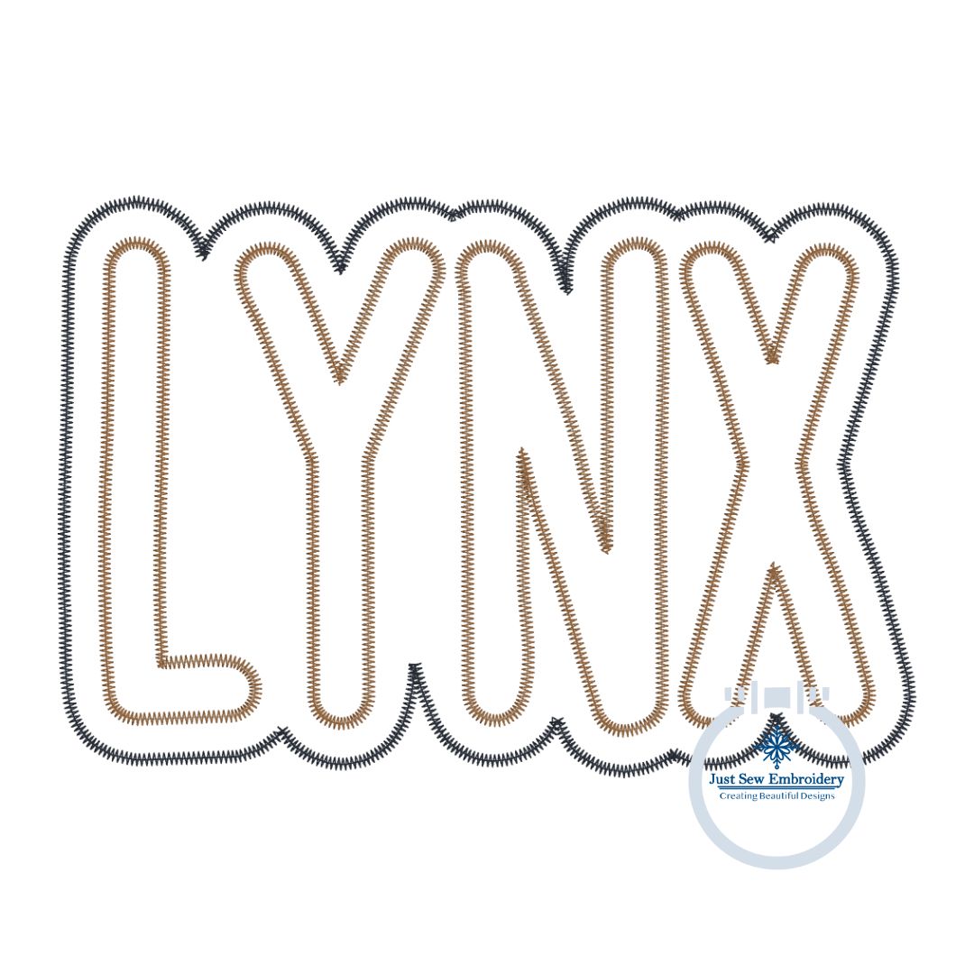 LYNX Two Layer Applique Embroidery Design Machine Embroidery Two Color ZigZag Edge Four Sizes 5x7, 8x8, 6x10, 8x12 Hoop